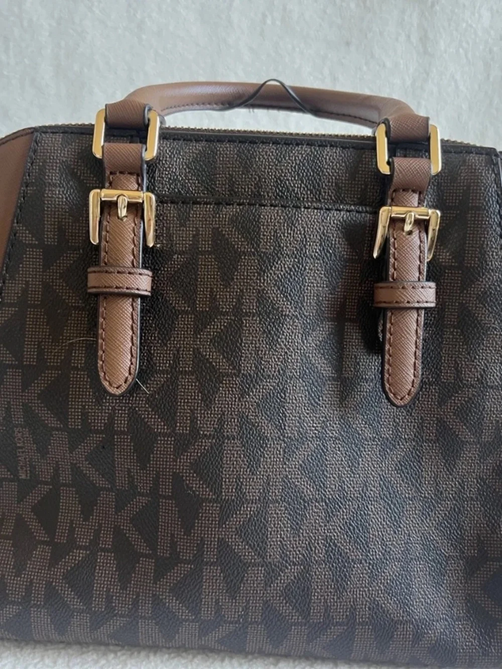 Michael Kors Ciara Brown Satchel monogram Signature Bag With Charm NO STRAP